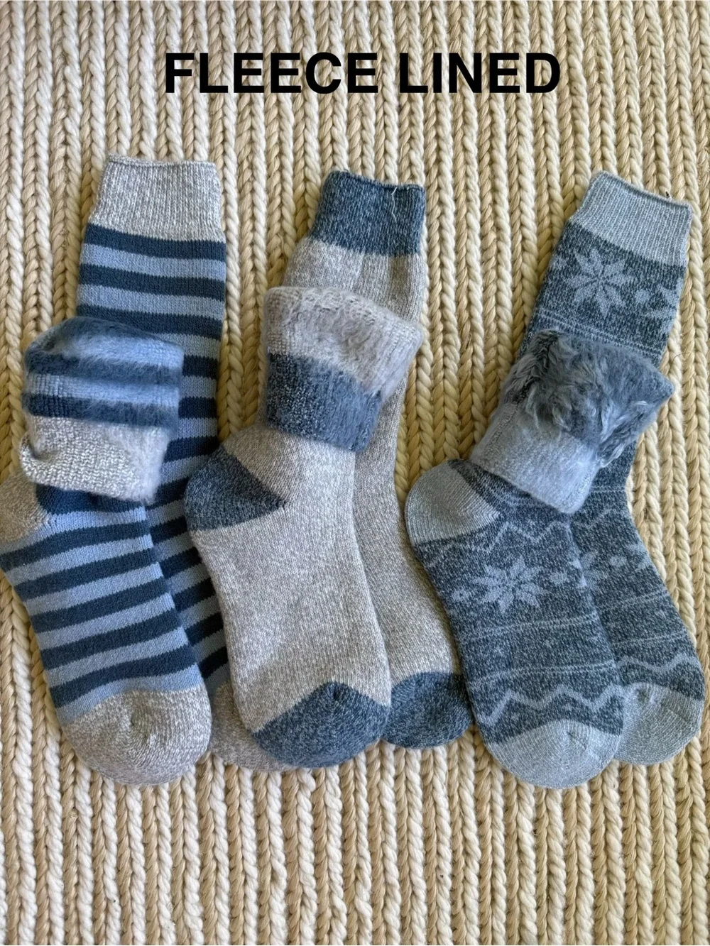 NWOT | FLEECE LINED SOCKS BLUE MULTI
